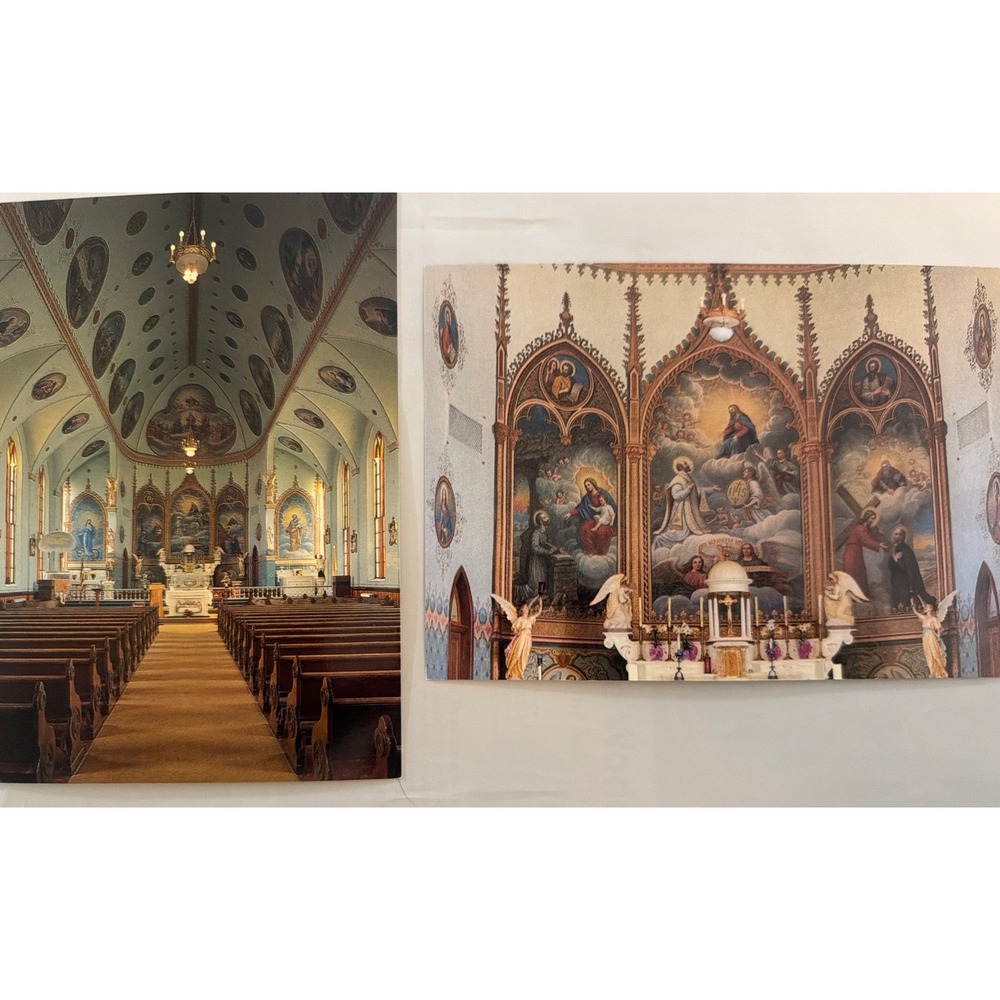 2 Postcards St. Ignatius Mission Church Interior Montana Jesus Society Vintage